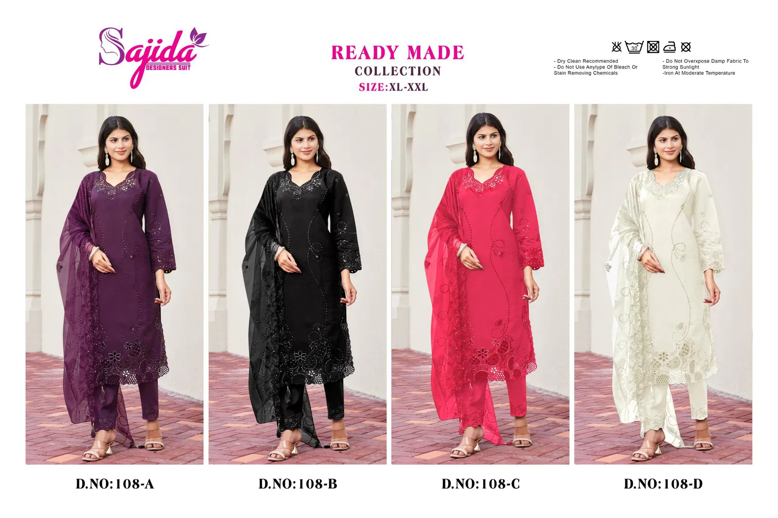 Sajida Ready Made Collection Raga Roman Silk Embroidery Top With Bottom Dupatta 
